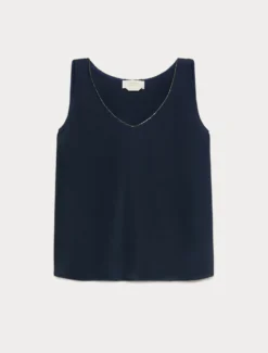 Top in cady di misto seta - BLU