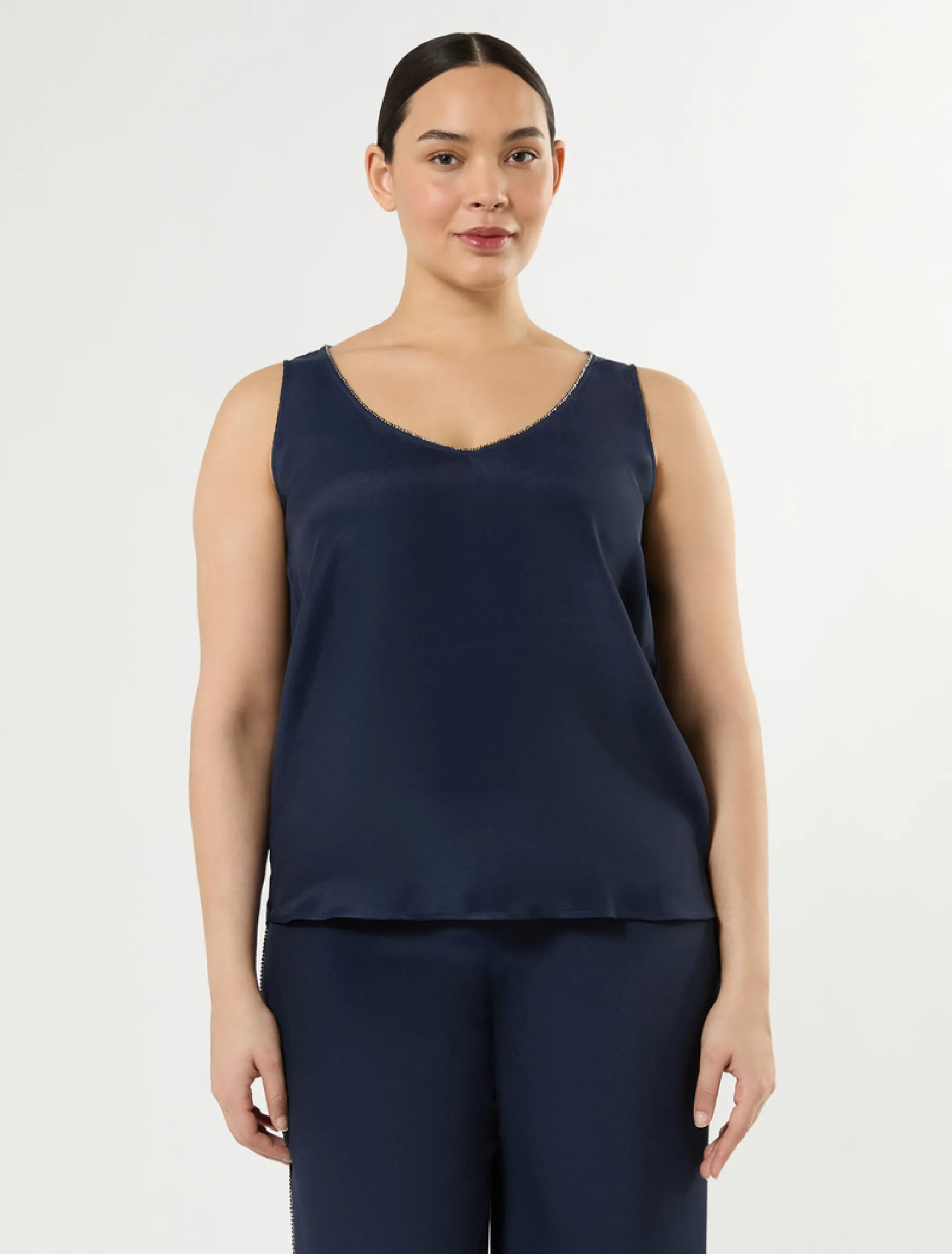 Top in cady di misto seta - BLU