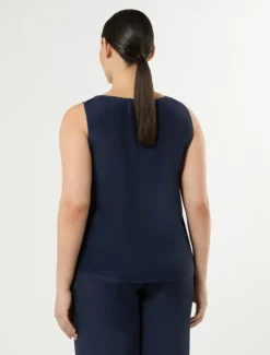 Top in cady di misto seta - BLU