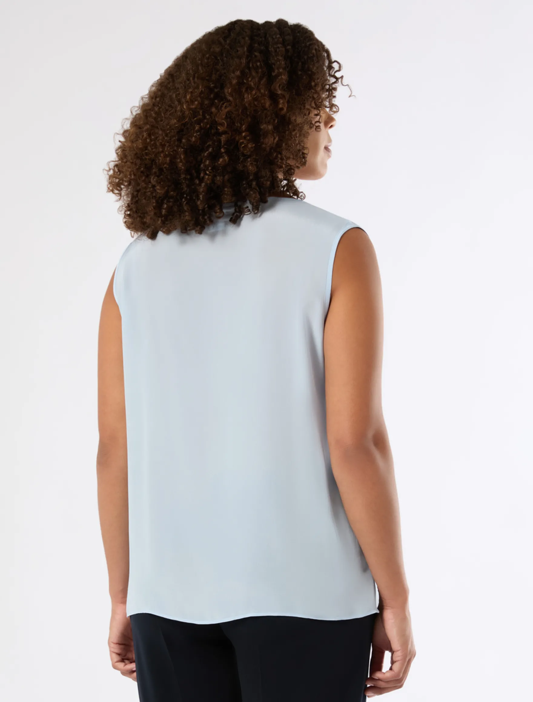 Top in crêpe de Chine - AZZURRO