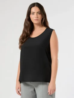 Top in crêpe de Chine - NERO