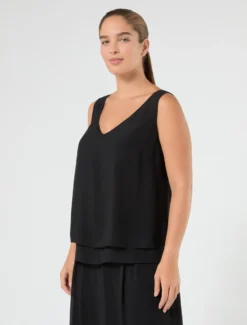 Top in crêpe georgette - NERO