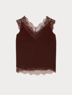 Top in georgette e pizzo - ROSSO VIOLA