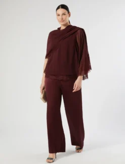 Top in georgette e pizzo - ROSSO VIOLA