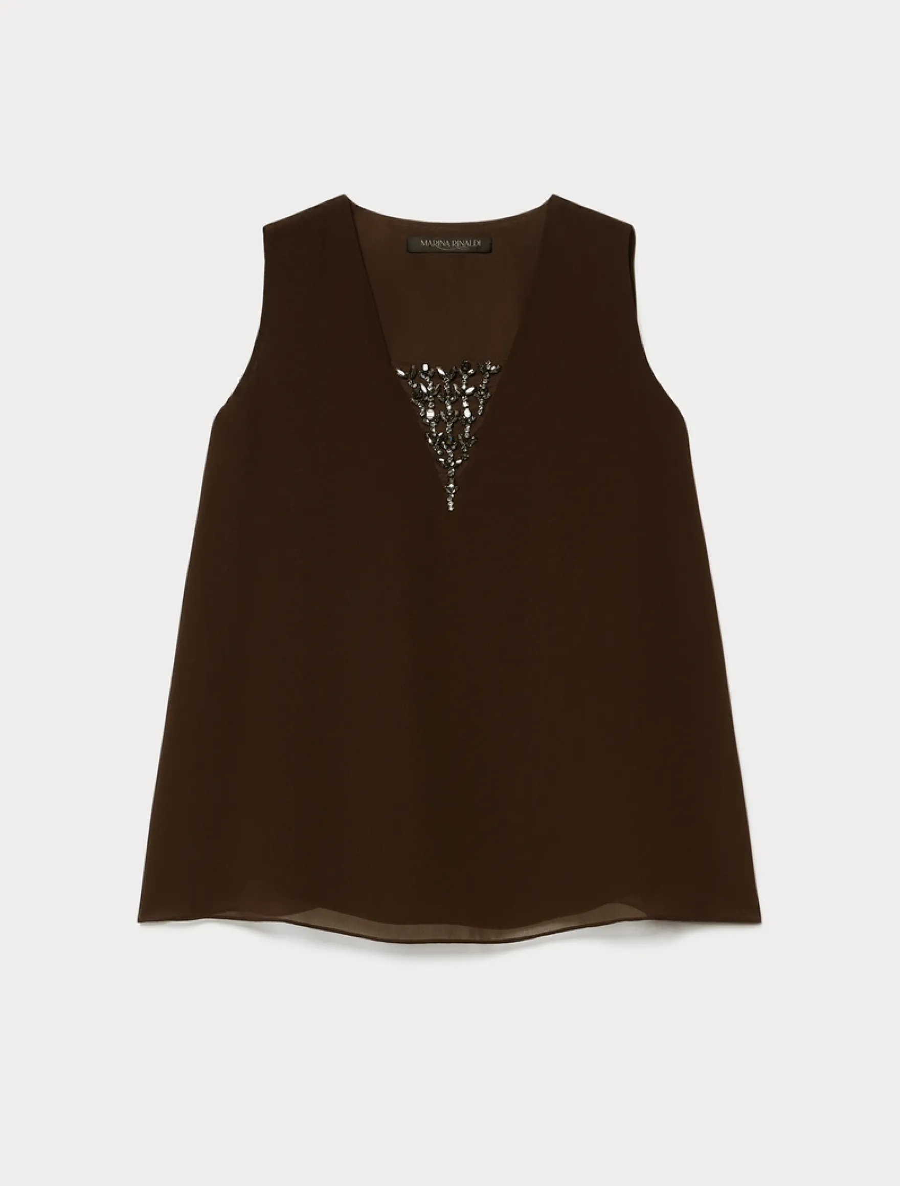Top in georgette - MARRONE SCURO