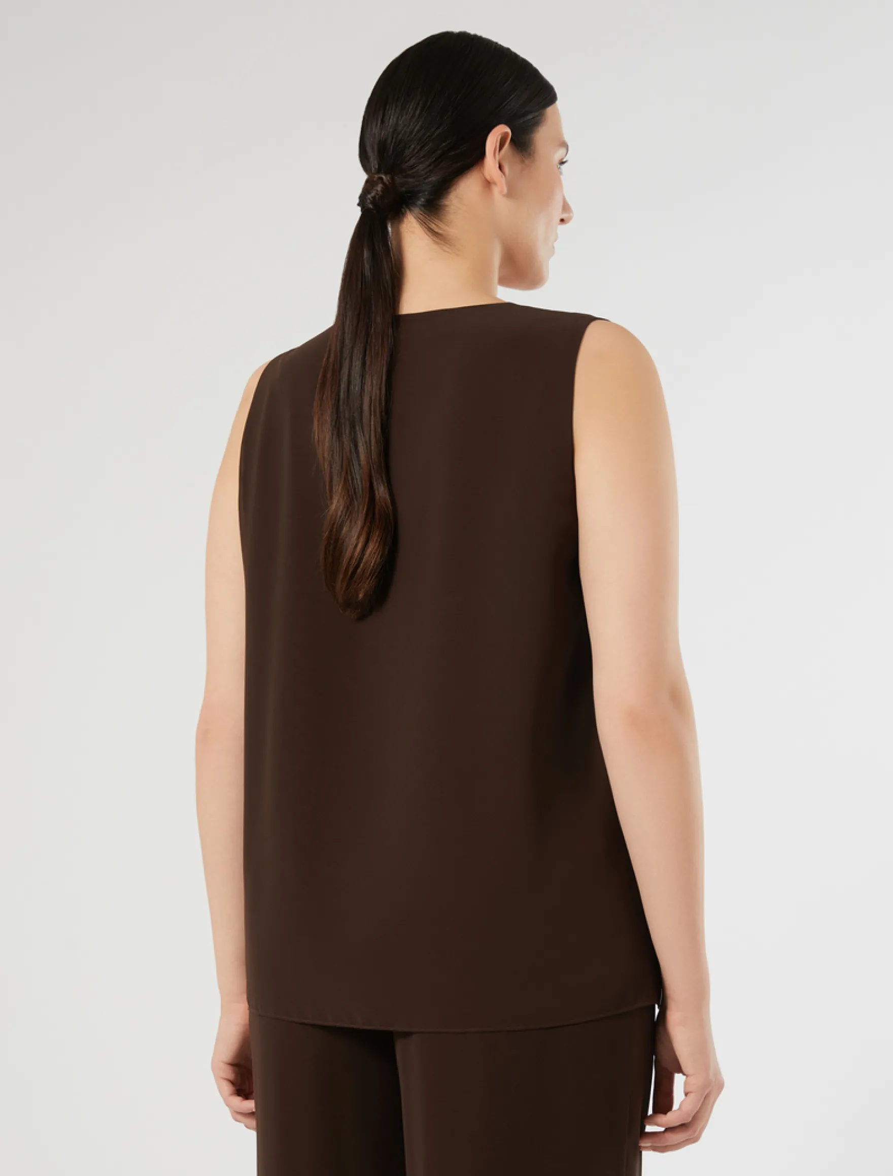 Top in georgette - MARRONE SCURO