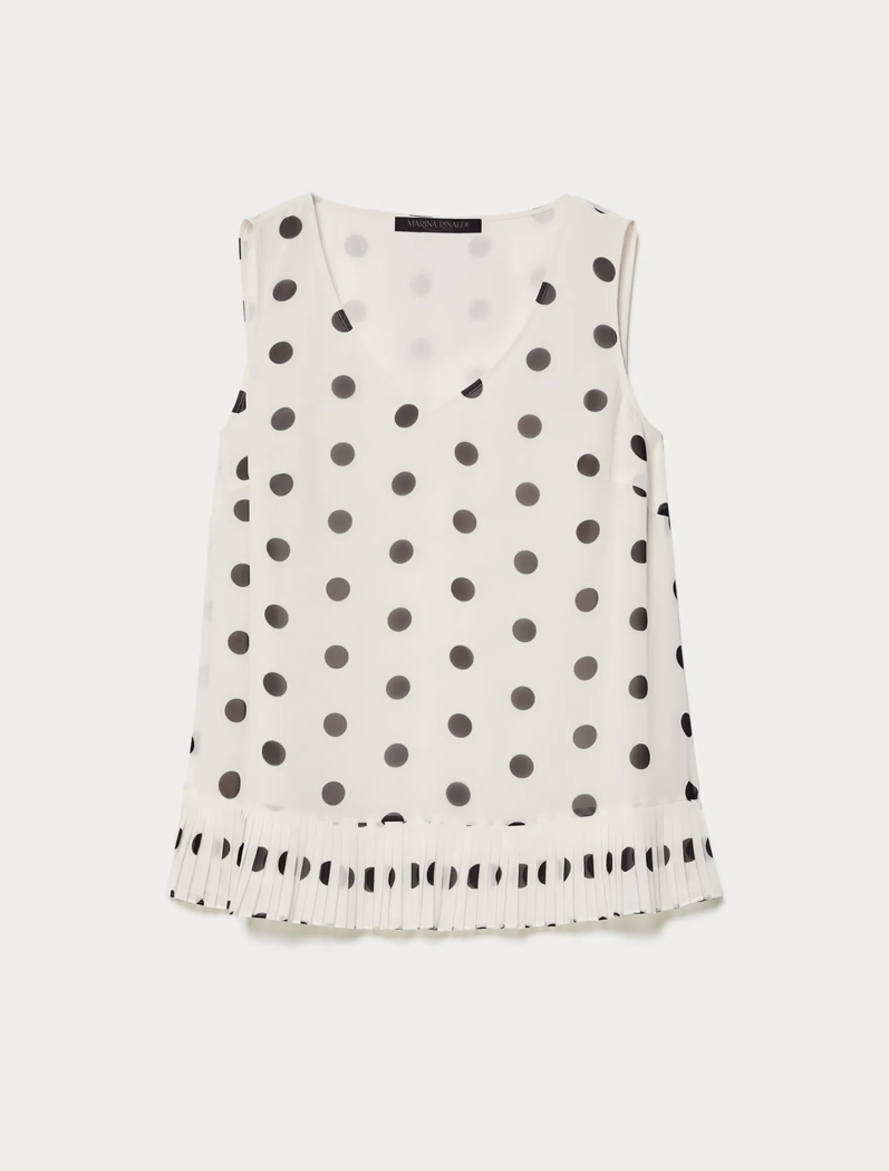 Top in georgette plissé - BIANCO AVORIO