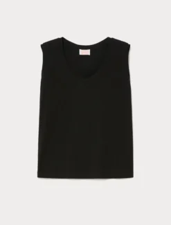 Top in jersey di cotone - NERO