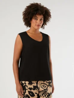 Top in jersey di cotone - NERO