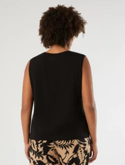 Top in jersey di cotone - NERO