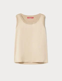 Top in jersey e raso - SABBIA