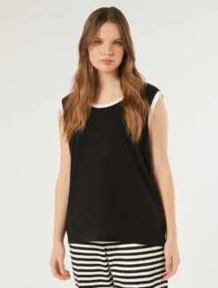 Top in jersey - NERO