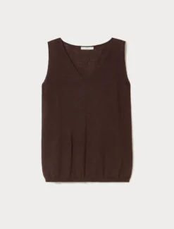 Top in maglia di lino e lurex - MARRONE