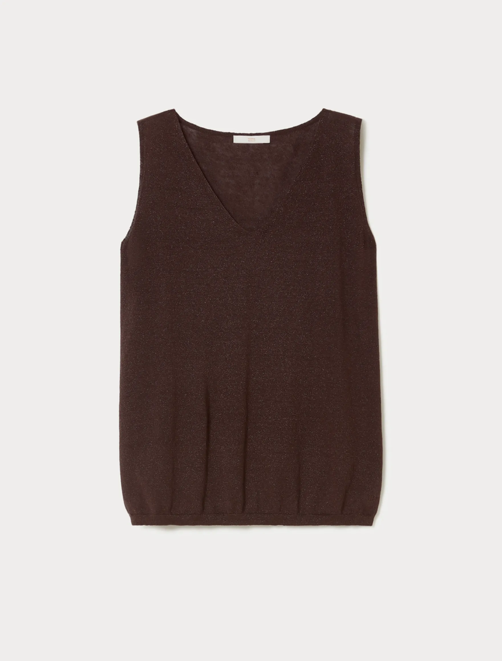 Top in maglia di lino e lurex - MARRONE