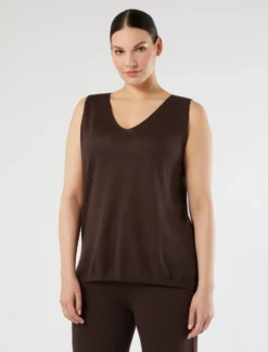Top in maglia di lino e lurex - MARRONE