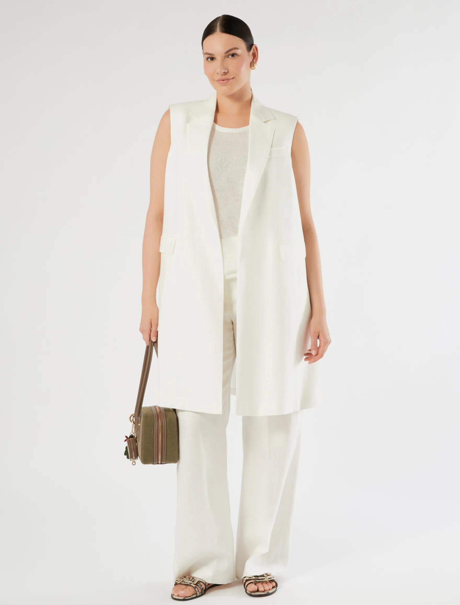 Top in misto lino - BIANCO OTTICO
