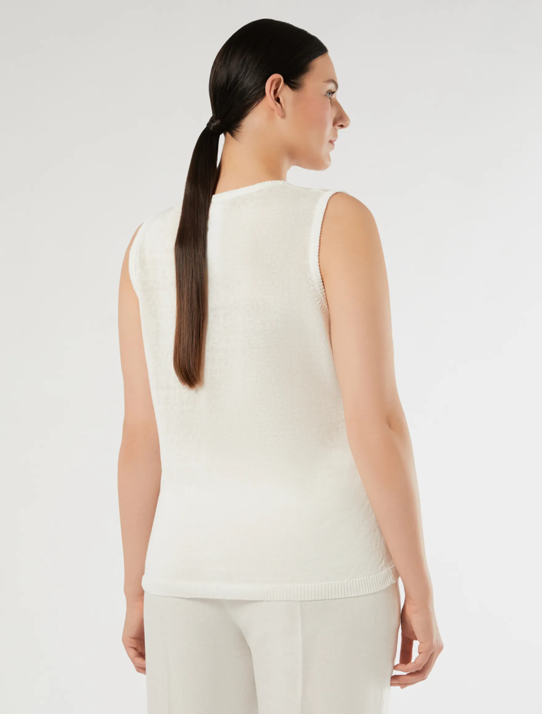 Top in misto lino - BIANCO OTTICO