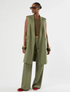 Top in misto lino - VERDE OLIVA
