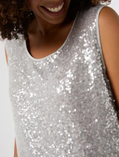 Top in paillettes - GRIGIO PERLA