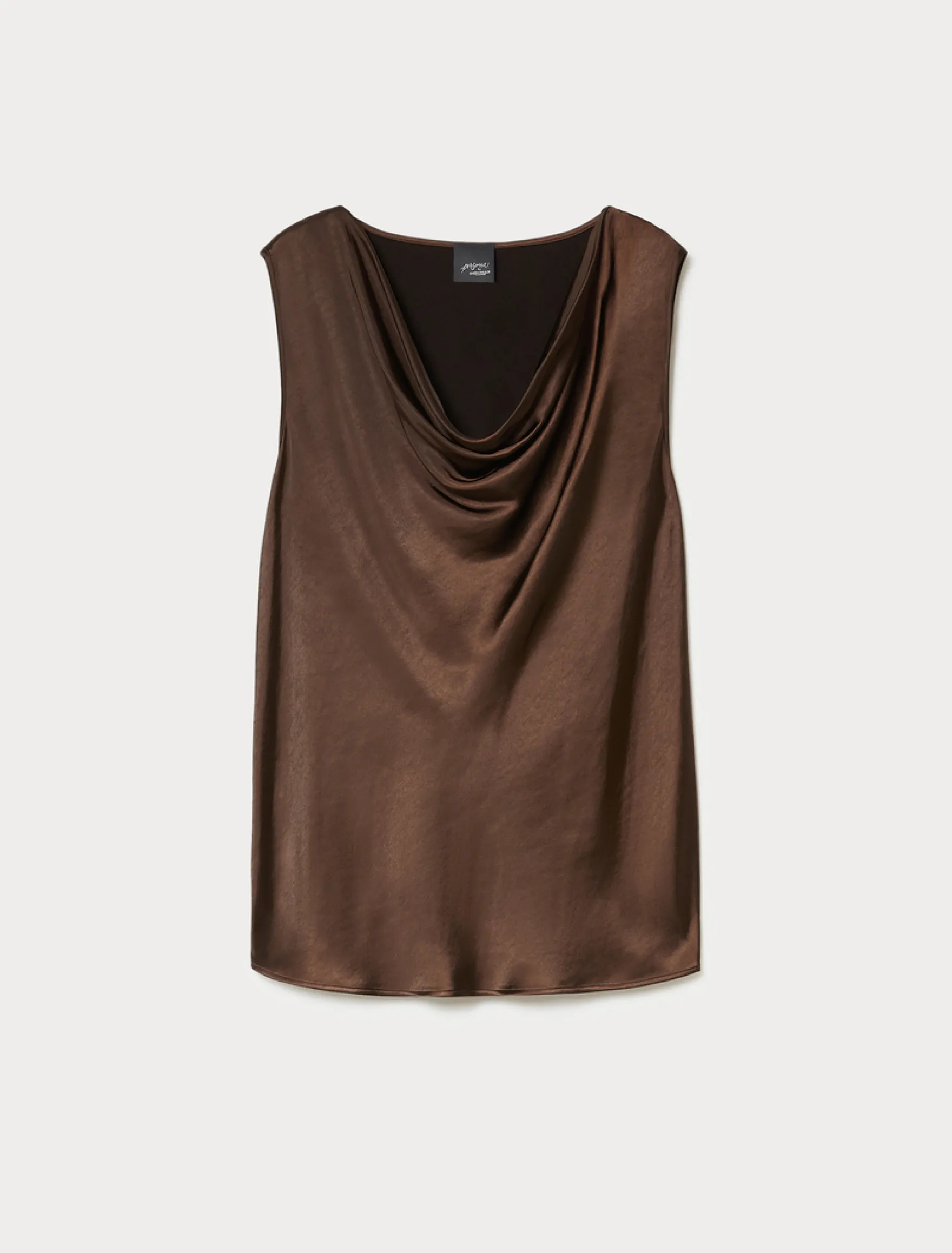 Top in raso con scollo drappeggiato - CACAO