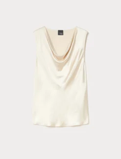 Top in raso con scollo drappeggiato - VANIGLIA