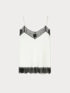 Top in satin e pizzo - BIANCO