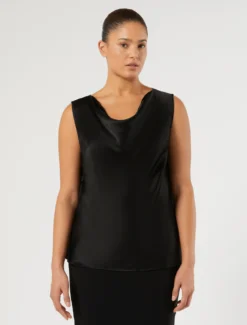 Top in satin - NERO