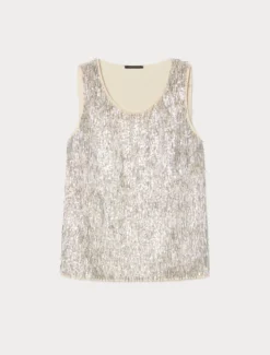 Top in tulle ricamato - ARGENTO