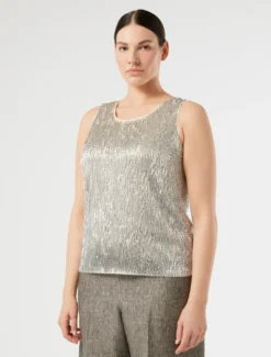 Top in tulle ricamato - ARGENTO