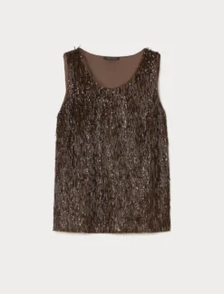 Top in tulle ricamato - CACAO