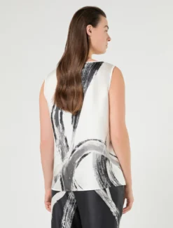 Top in twill di seta - BIANCO NERO