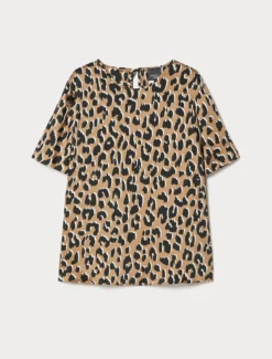 Top in twill stampato - CARAMELLO