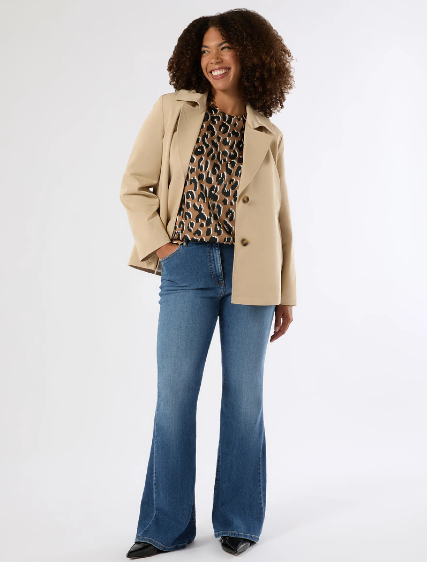 Top in twill stampato - CARAMELLO