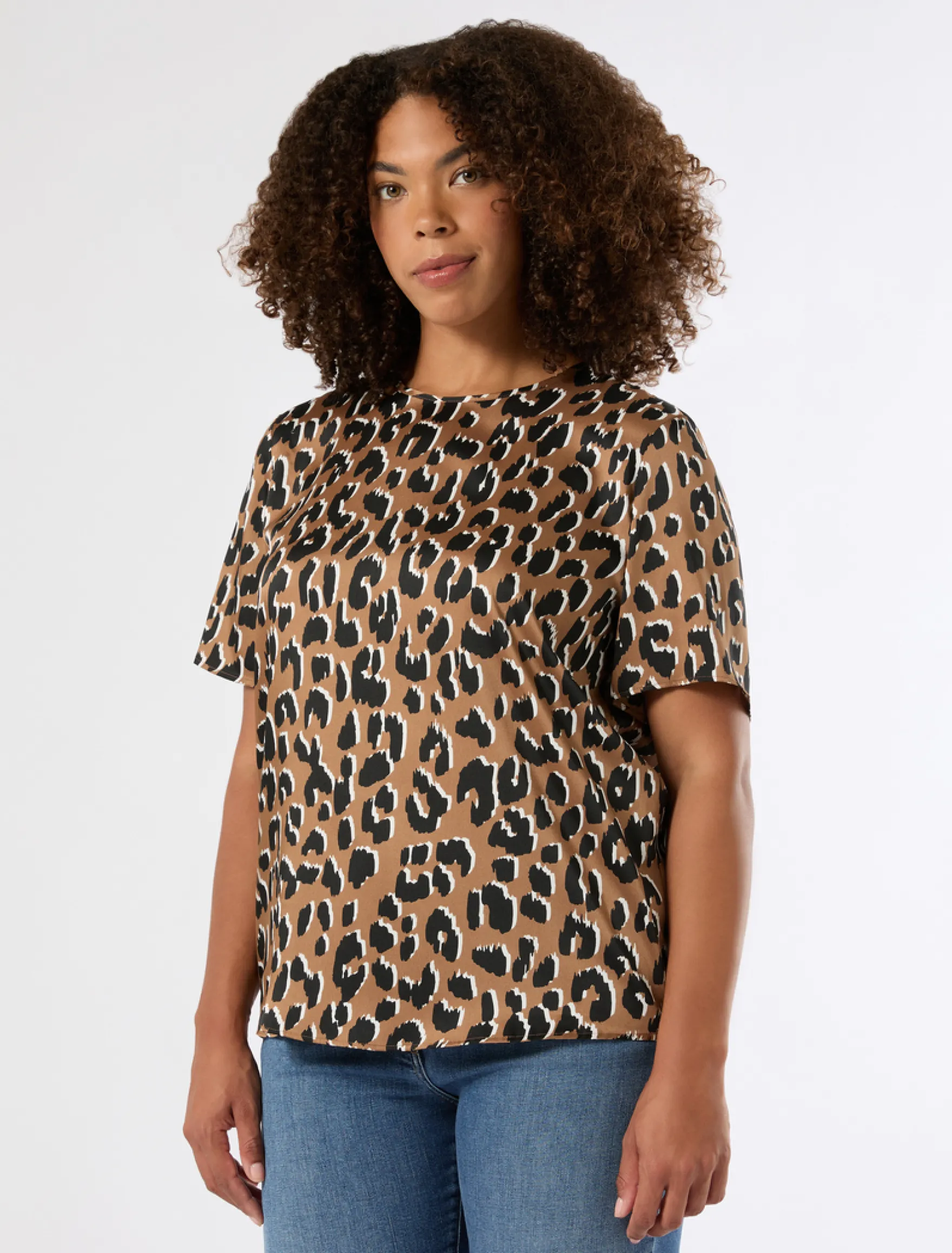 Top in twill stampato - CARAMELLO