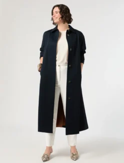 Trench in gabardina di cotone - BLU MARINO