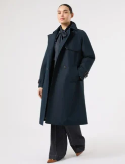 Trench in twill antigoccia - BLU MARINO