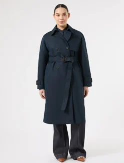 Trench in twill antigoccia - BLU MARINO