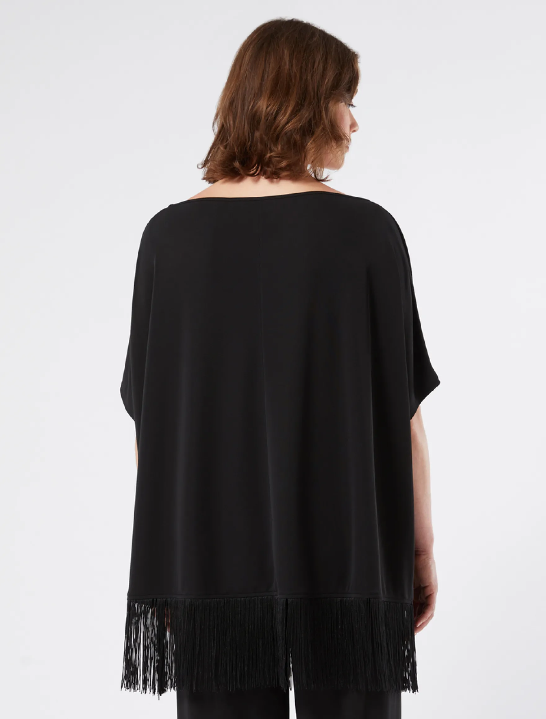 T-shirt in jersey con frange - NERO