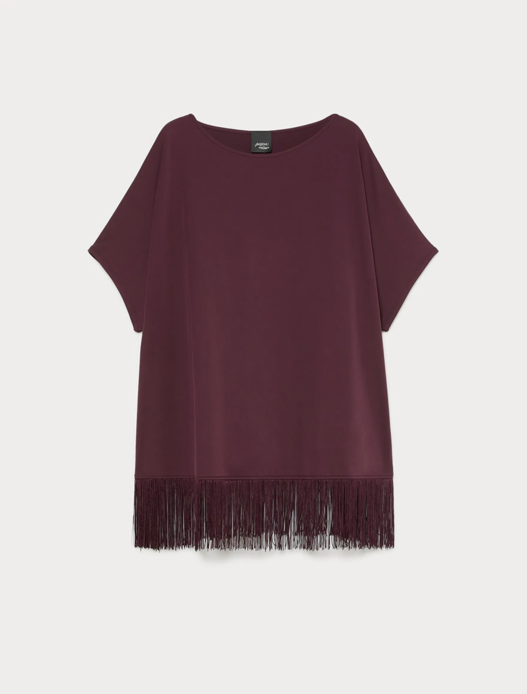 T-shirt in jersey con frange - PRUGNA