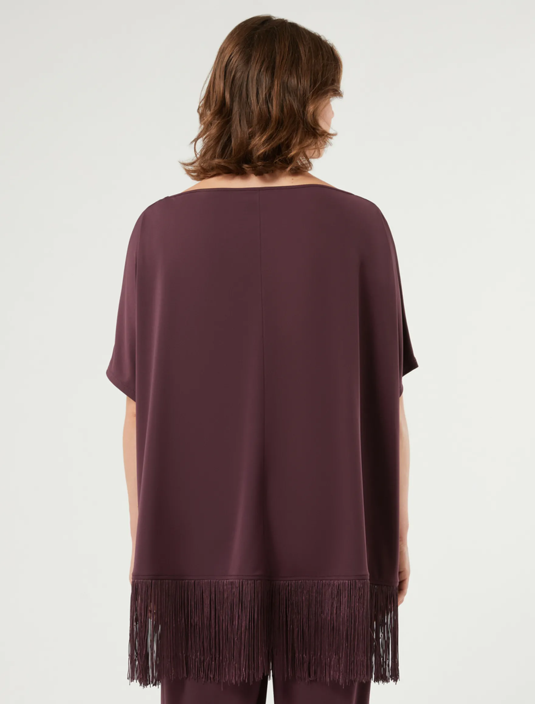 T-shirt in jersey con frange - PRUGNA