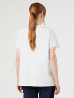 T-shirt in jersey con pizzo - BIANCO OTTICO