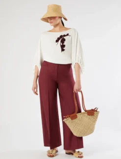 T-shirt in jersey con ricamo - AVORIO