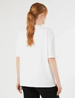 T-shirt in jersey con ricamo - BIANCO OTTICO
