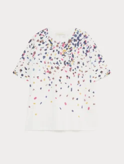 T-shirt in jersey con ricamo - BIANCO OTTICO