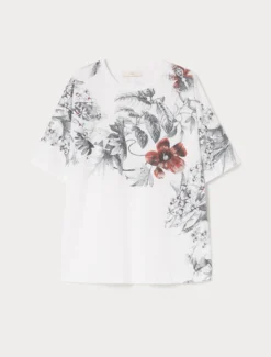 T-shirt in jersey con ricamo - BIANCO OTTICO