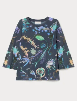 T-shirt in jersey con ricamo - BLU NOTTE