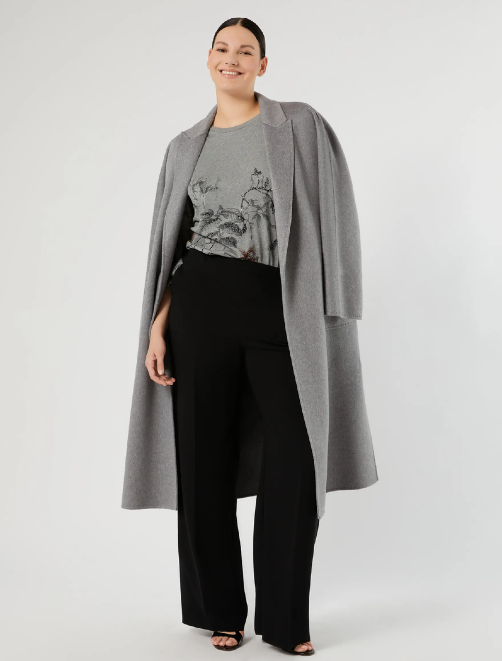 T-shirt in jersey con ricamo - GRIGIO MEDIO
