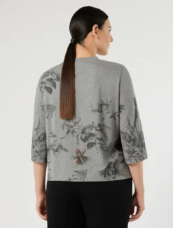 T-shirt in jersey con ricamo - GRIGIO MEDIO