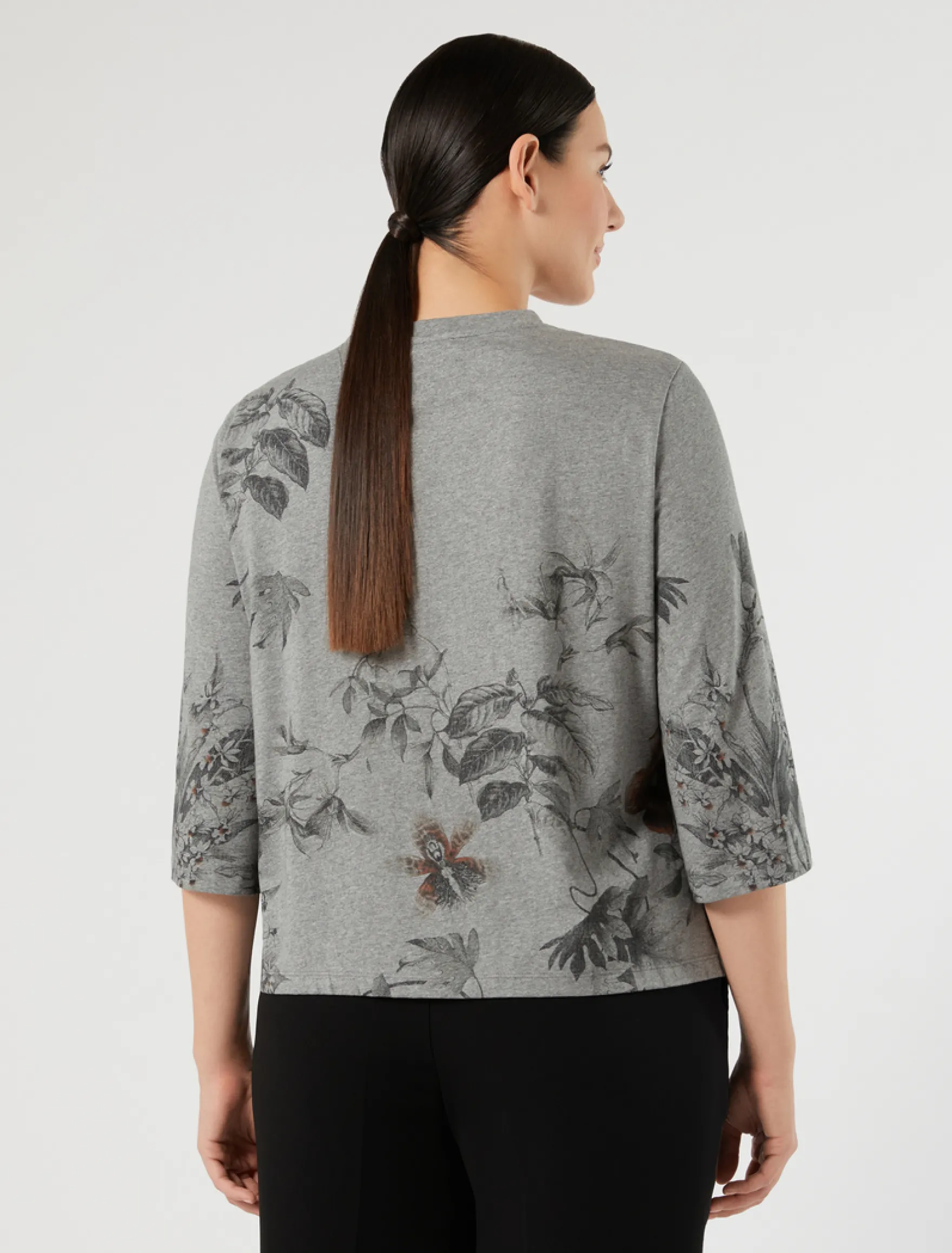 T-shirt in jersey con ricamo - GRIGIO MEDIO
