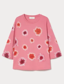 T-shirt in jersey con ricamo - ROSA